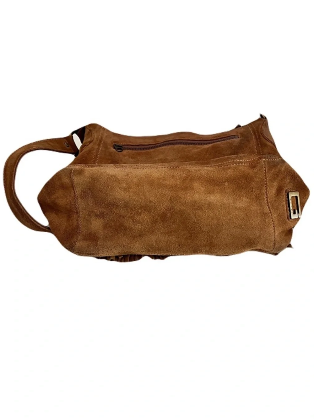 Vintage Y2K 90s Guess Tan Suede Fringe Western Bohemian Hobo Bag